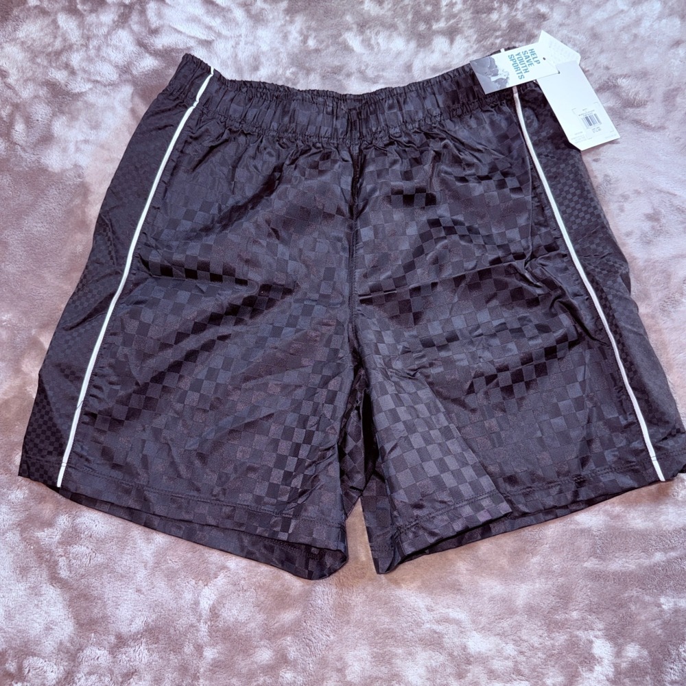 DSG Woven Soccer Shorts Boys L Black New Checkered Athletic